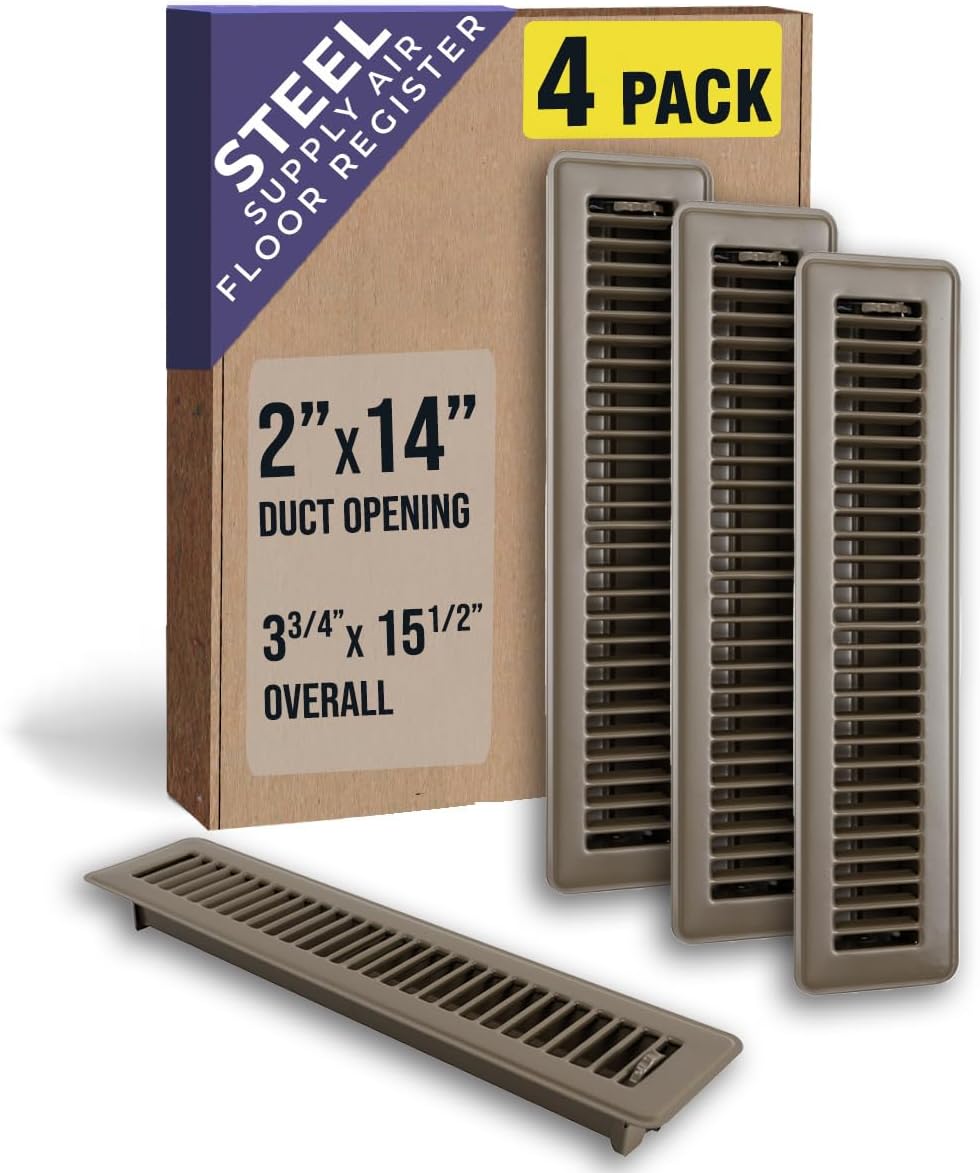 2x14 Floor Register with Louvered Design for Efficient Airflow