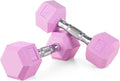 Pink Neoprene Dumbbells Set of 2 - 1 to 15 lb Hex Weights