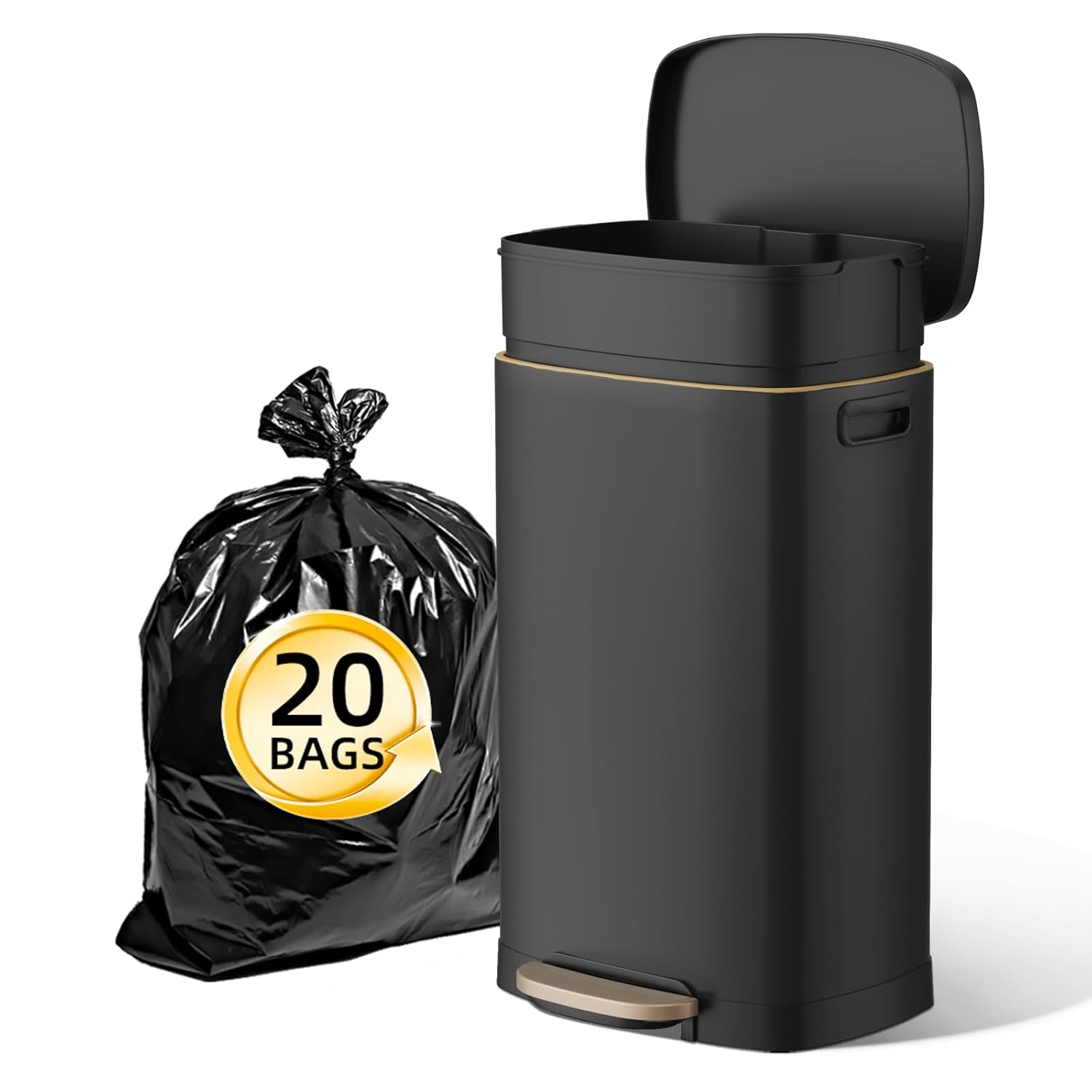 KUK 13 Gallon Kitchen Trash Can with Lid for Home & Office