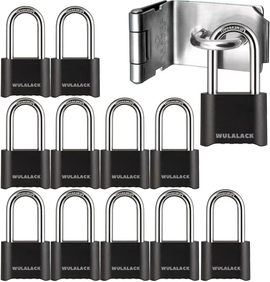 Combination Lock - 12 Pack Long Shackle Combo for Gates and Sheds
