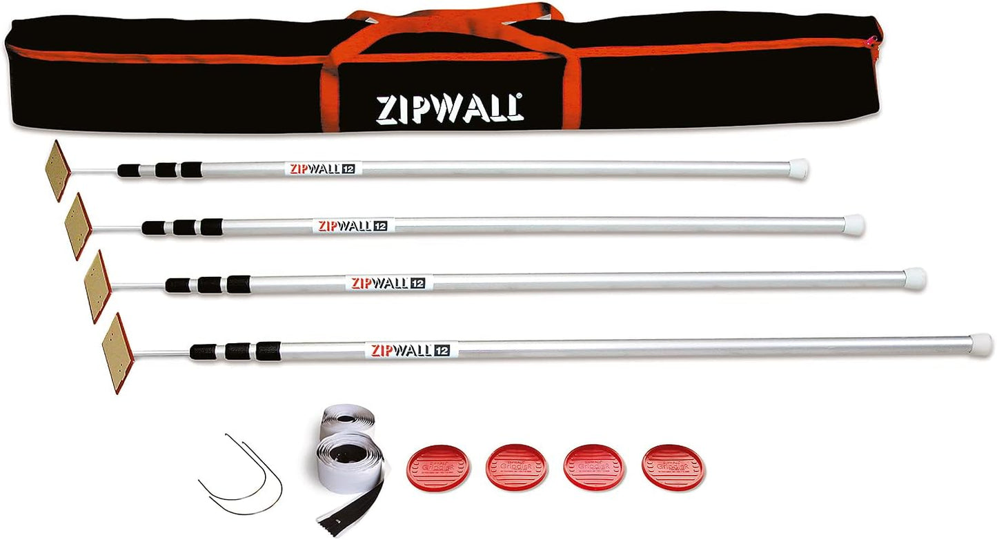 ZIPWALL 12 Foot Spring Loaded Dust Barrier Poles for Easy Setup