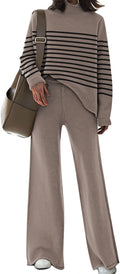 Womens 2 Piece Knit Sweater Set - Cozy Wide Leg Lounge Outfit