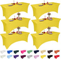6 Pack 6 ft Yellow Spandex Tablecloth for Rectangular Tables - Fitted