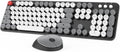 Wireless Keyboard Mouse Combo with Retro Round Keycaps - Quiet Typing