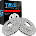 TRQ Front Brake Rotors Set Premium G-Coated Slotted X Drilled - Direct
