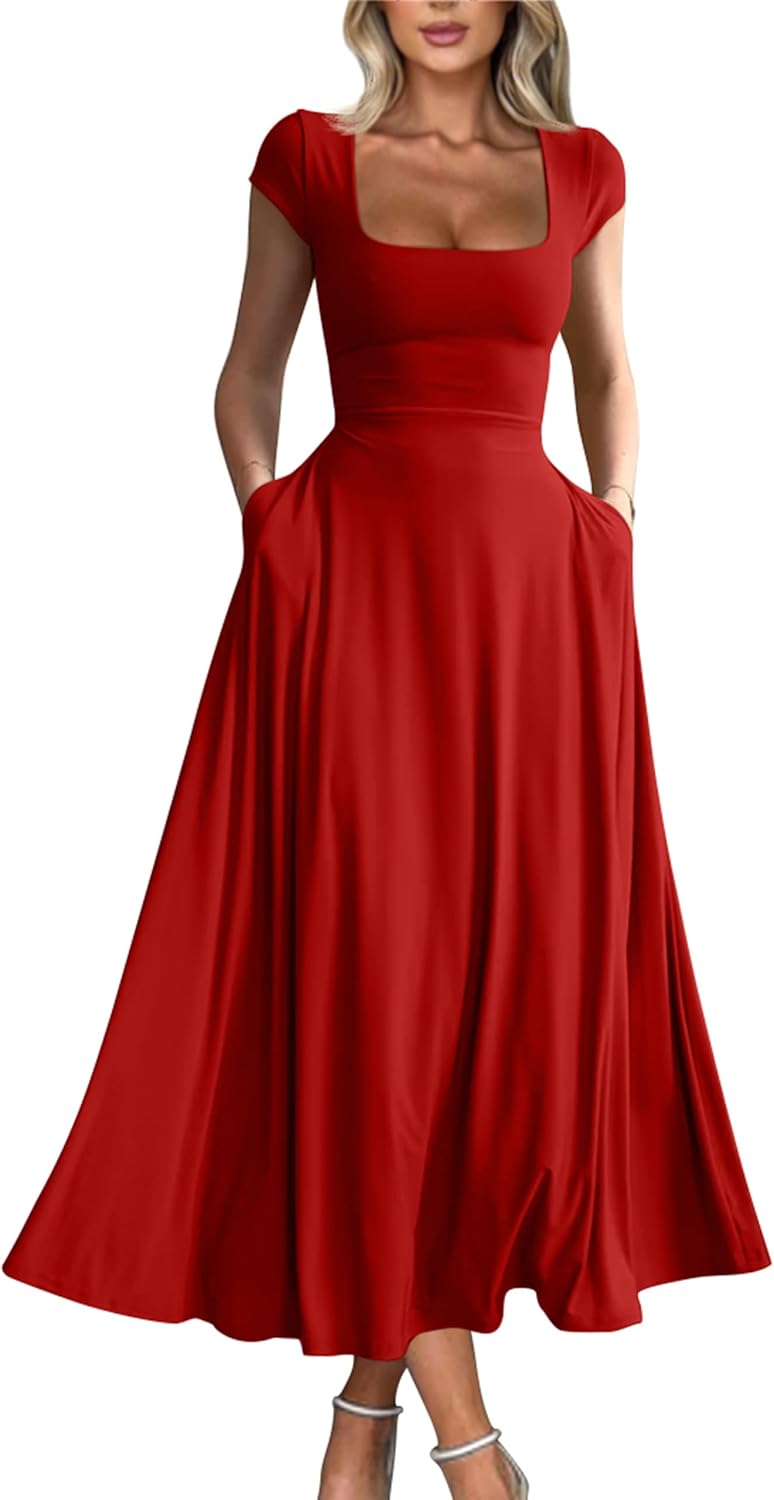 YMDUCH Women's Casual Maxi Dress with Pockets for Every Occasion