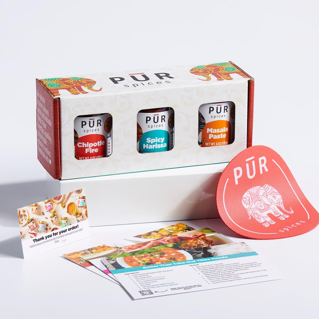 PUR Spices Tasty Gift Box with Hot Sauces and Cooking Pastes