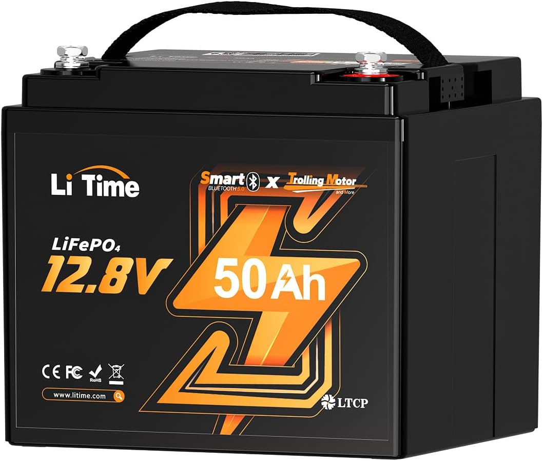 LiTime 12V 50Ah TM Bluetooth LiFePO4 Battery for Trolling Motors