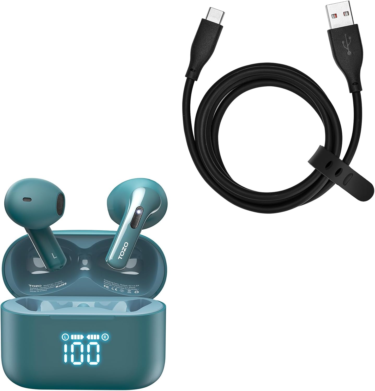 TOZO T21 Wireless Earbuds: Fast Charging USB-C
