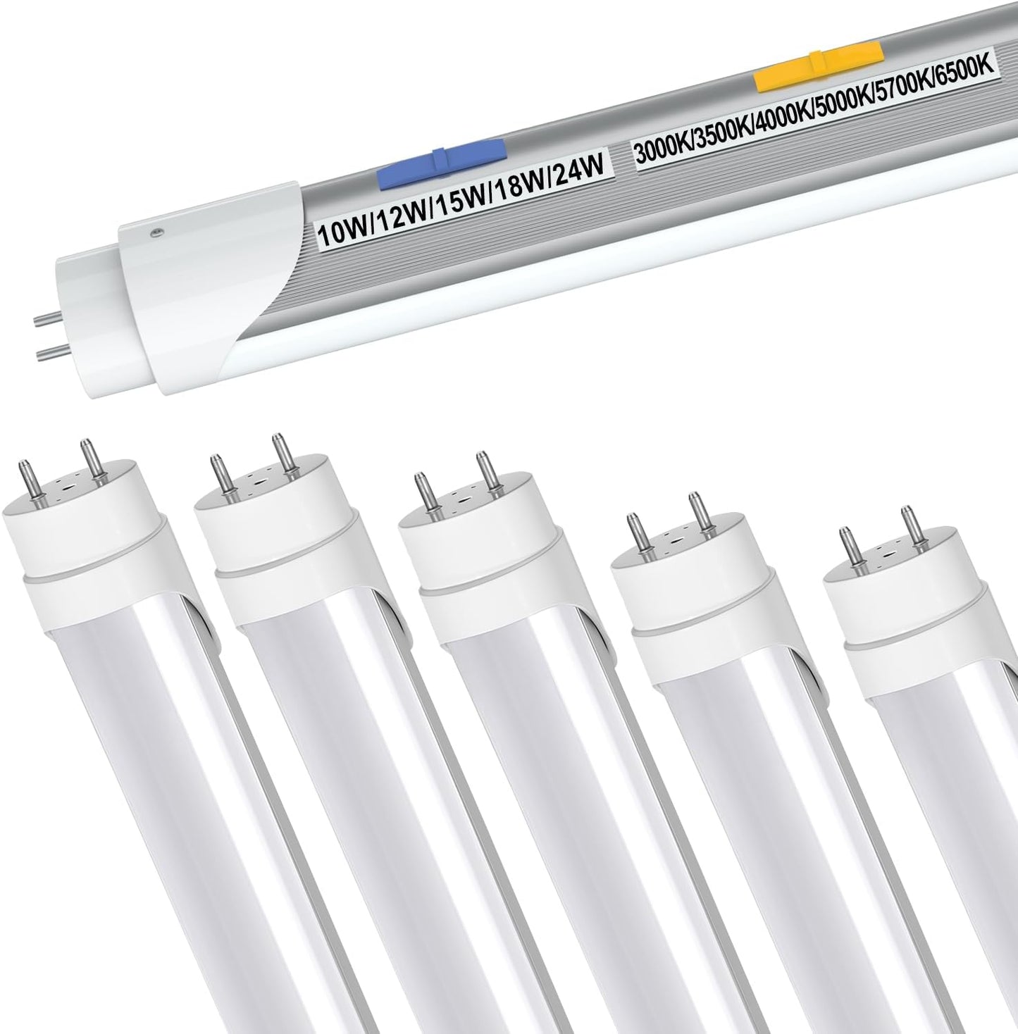 T8 LED Tube Light Bulbs 4 Foot with Adjustable Power & Color