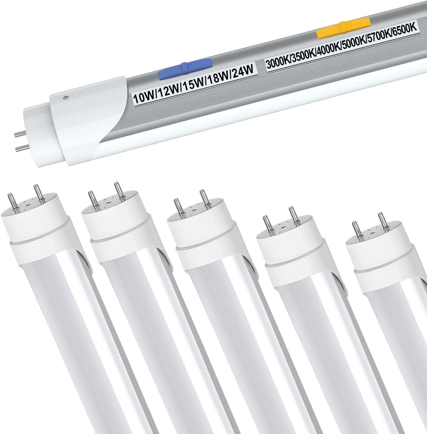 T8 LED Tube Light Bulbs 4 Foot with Adjustable Power & Color