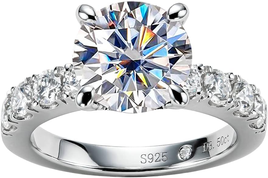 AnuClub Moissanite Engagement Ring - 4.3cttw D Color Beauty
