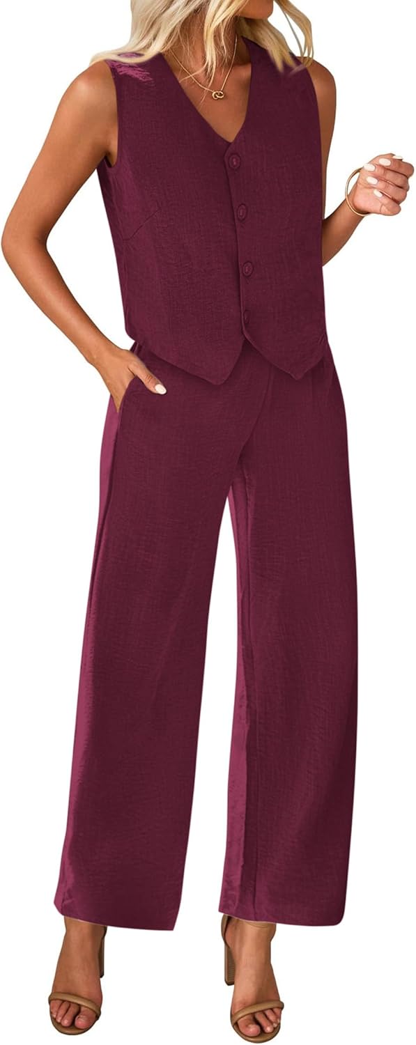 KIRUNDO Womens Two Piece Outfits Summer Fashion Blazer Pants Set