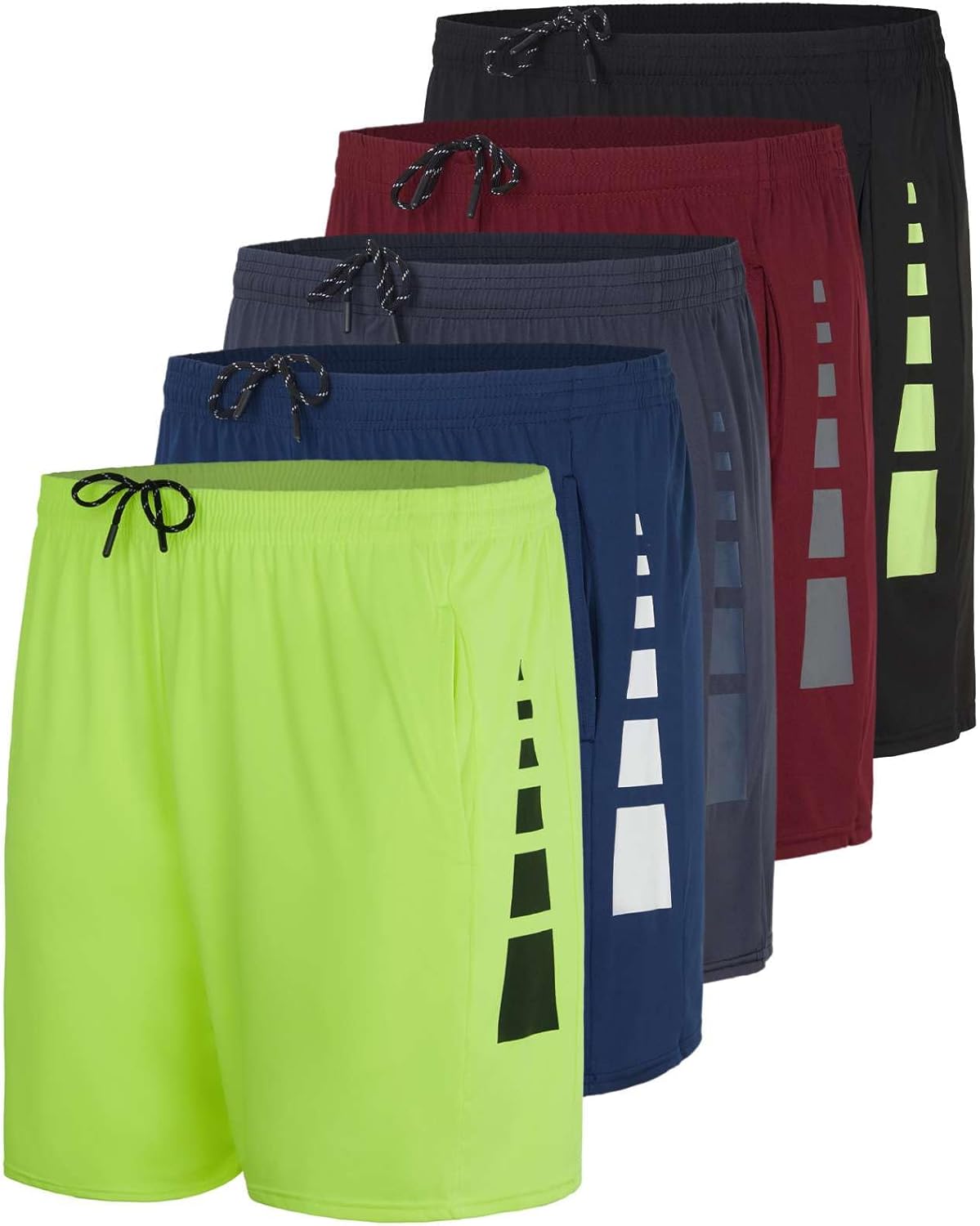 Men's 5 Inch Dry Fit Running Workout Shorts - 5 Pack Value