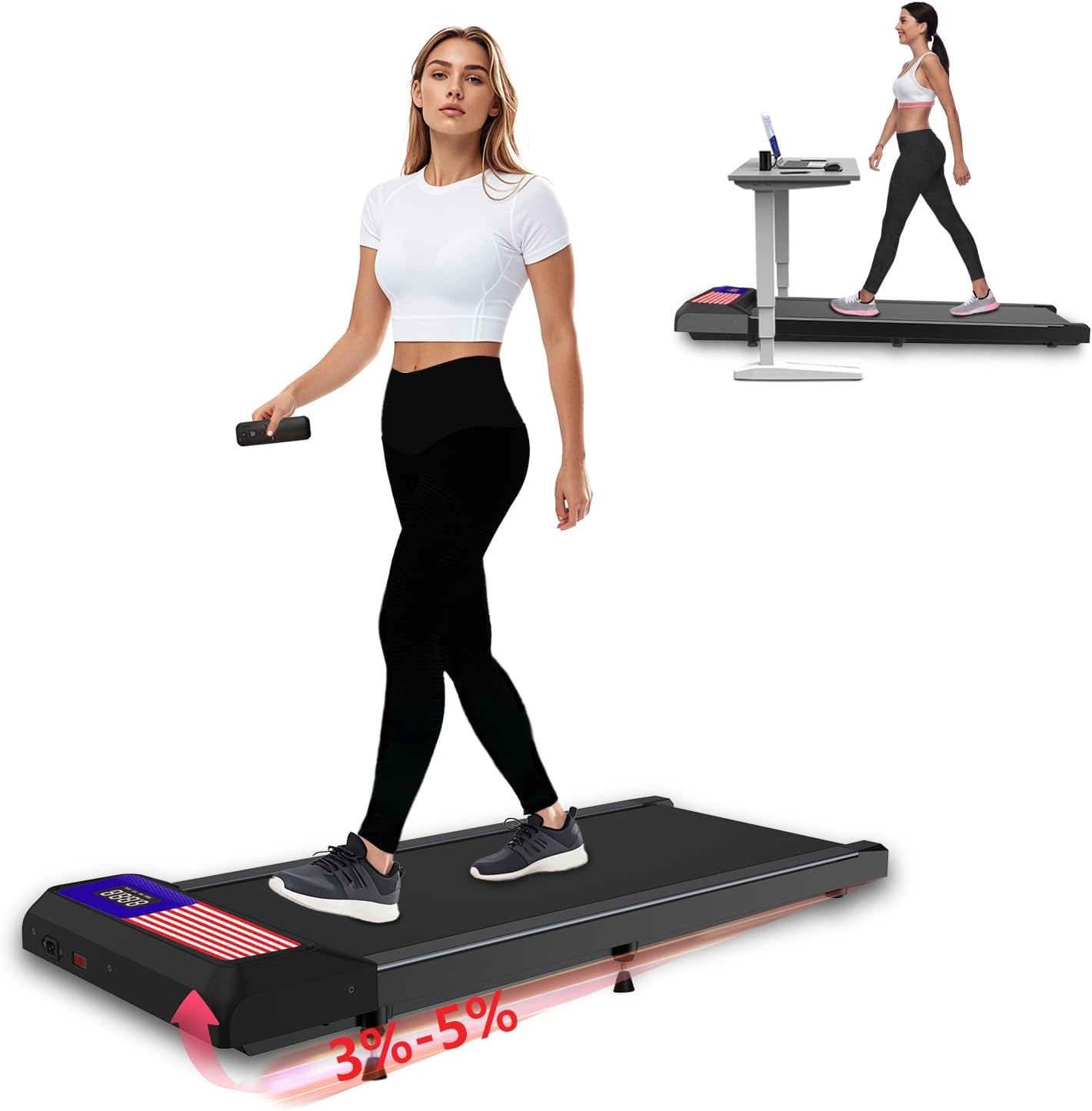 Compact Incline Walking Pad: Low Noise, Remote Control