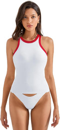 SUUKSESS Women Padded Cotton Ribbed Tank Top - Built-In Bra Comfort 5%