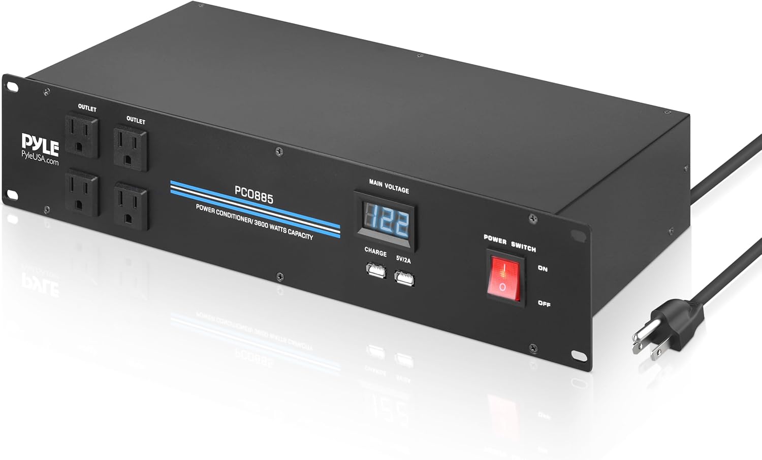 PylePro Heavy Duty Power Strip Surge Protector - 3600W, 20 Outlets, Rack Mount