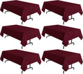 sancua 6 Pack Burgundy Tablecloth 60 x 102 in - Durable, Stain