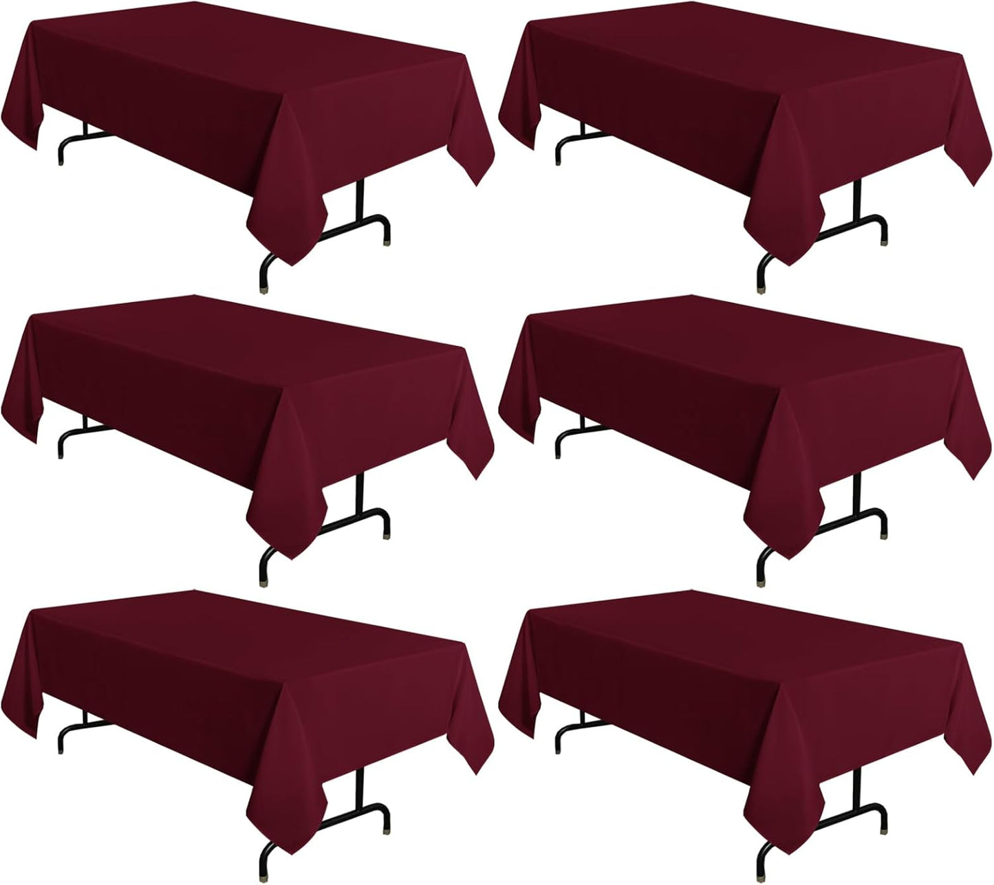 Burgundy Tablecloth 60 x 102 Inch for 6 Feet Tables - 6 Pack