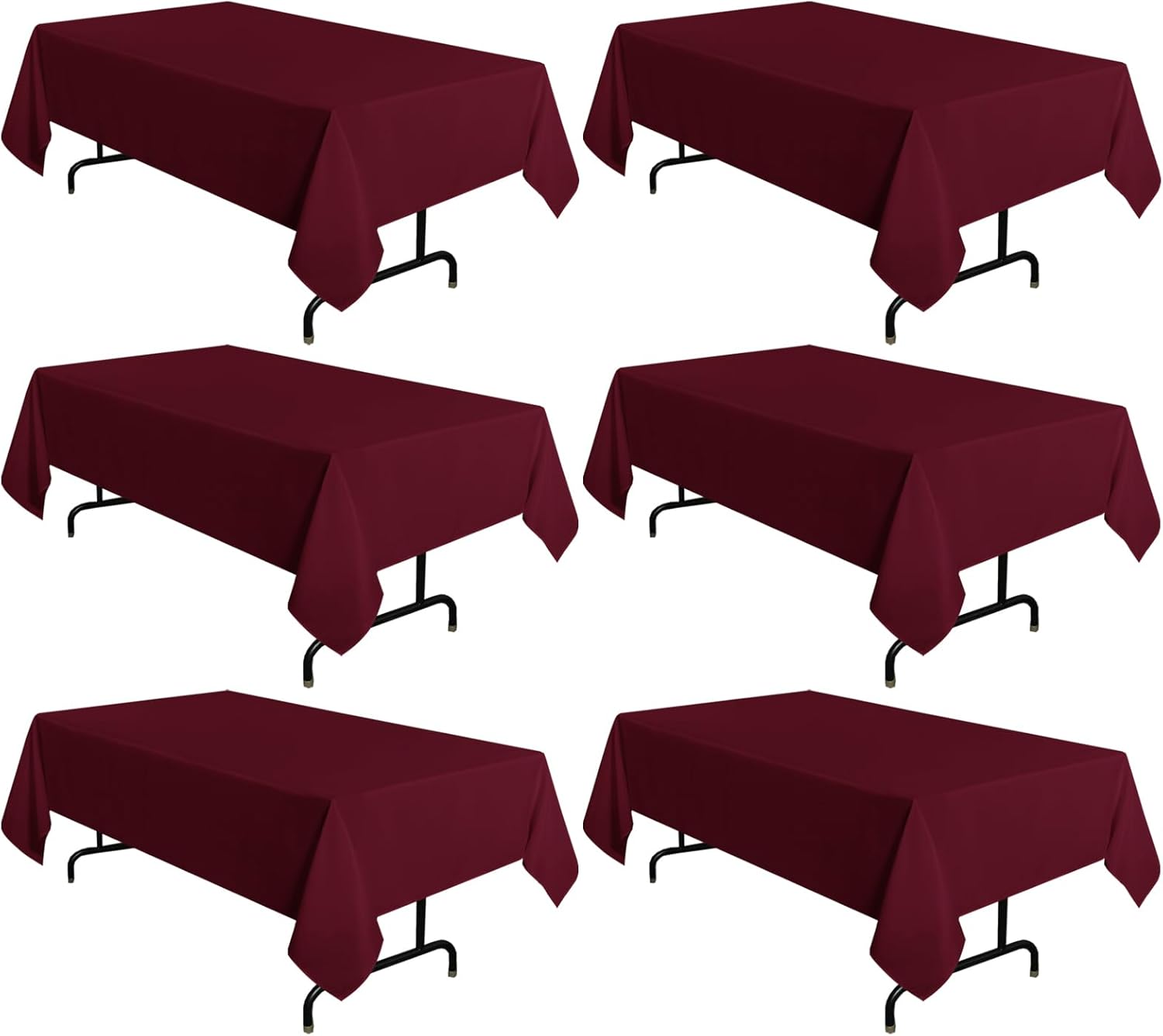 Burgundy Tablecloth 60 x 102 Inch for 6 Feet Tables - 6 Pack