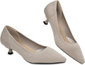 Womens Kitten Heel Knit Pumps - Comfortable Closed Toe Work Shoes