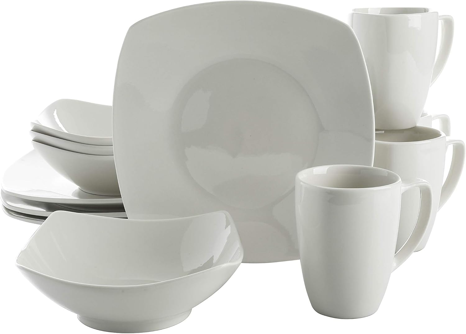 Gibson Home Amelia Court Dinnerware Set for 4, White Porcelain
