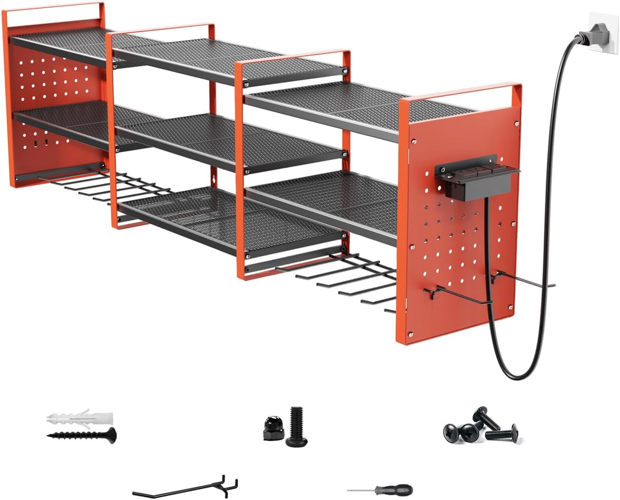 Heavy-Duty 48in Wall Mount Power Tool Organizer with Charging Station