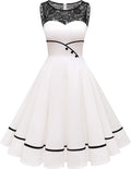 Bbonlinedress Women's 50s Vintage Floral Lace Cocktail Swing Dress