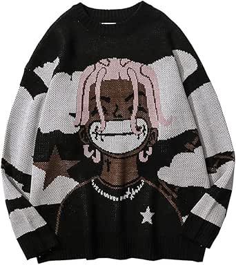 LATAHUO Long Sleeve Crewneck Anime Rapper Sweater for All