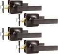 GOBEKOR Passage Door Handles 4 Pack - Oil Rubbed Bronze Levers