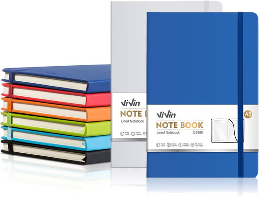 ViVin 8 Pack Colorful Journal Set: 192 Pages, A5 Hardcover, College Ruled