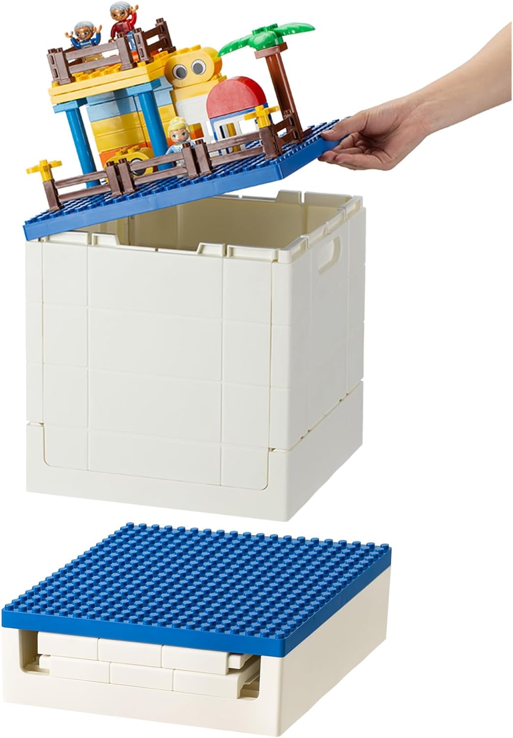 SHIMOYAMA Folding Storage Box for Duplo Blocks, 26 Qt. Blue