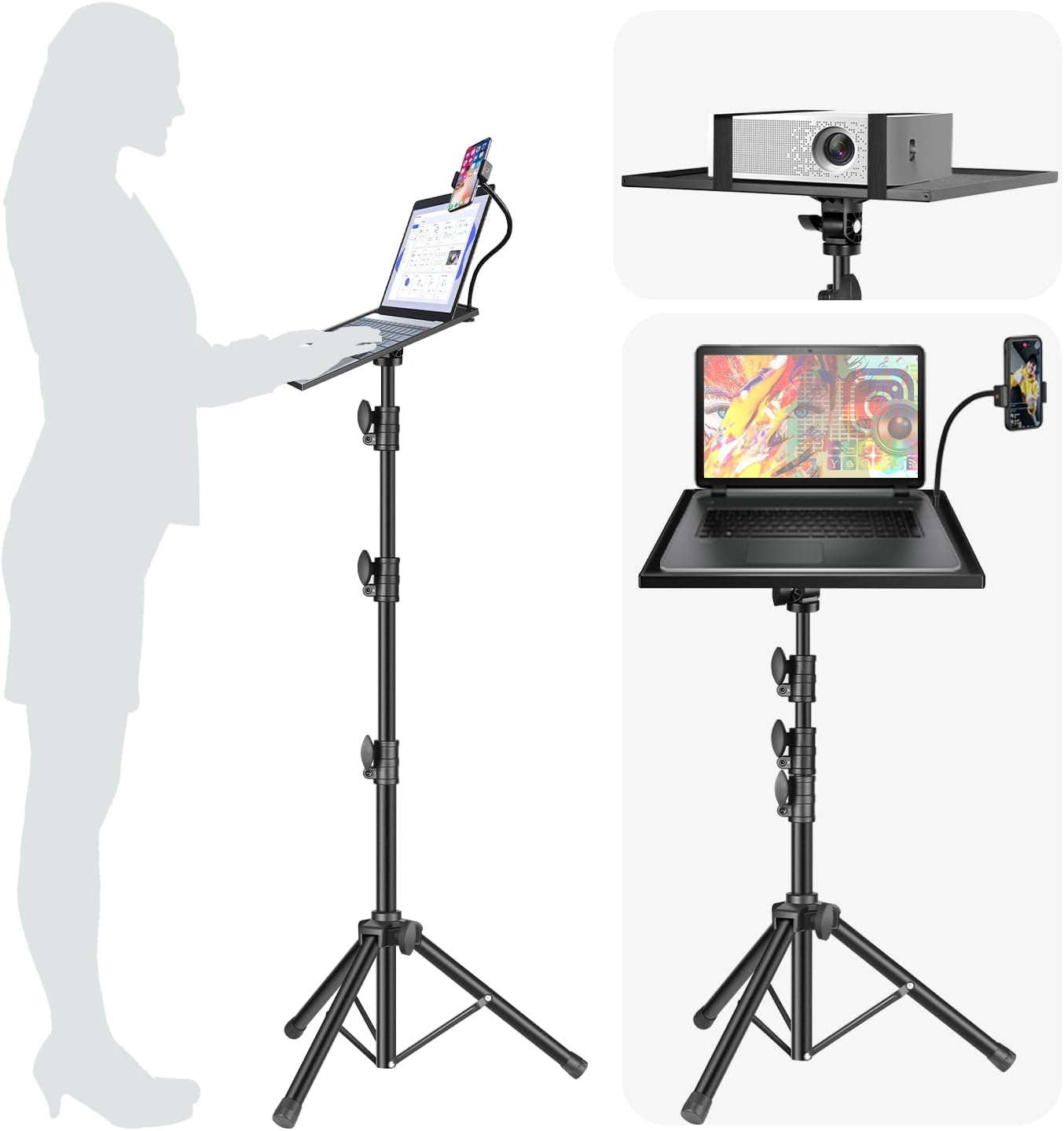 Adjustable Projector Stand with Phone Holder - OUKMIC
