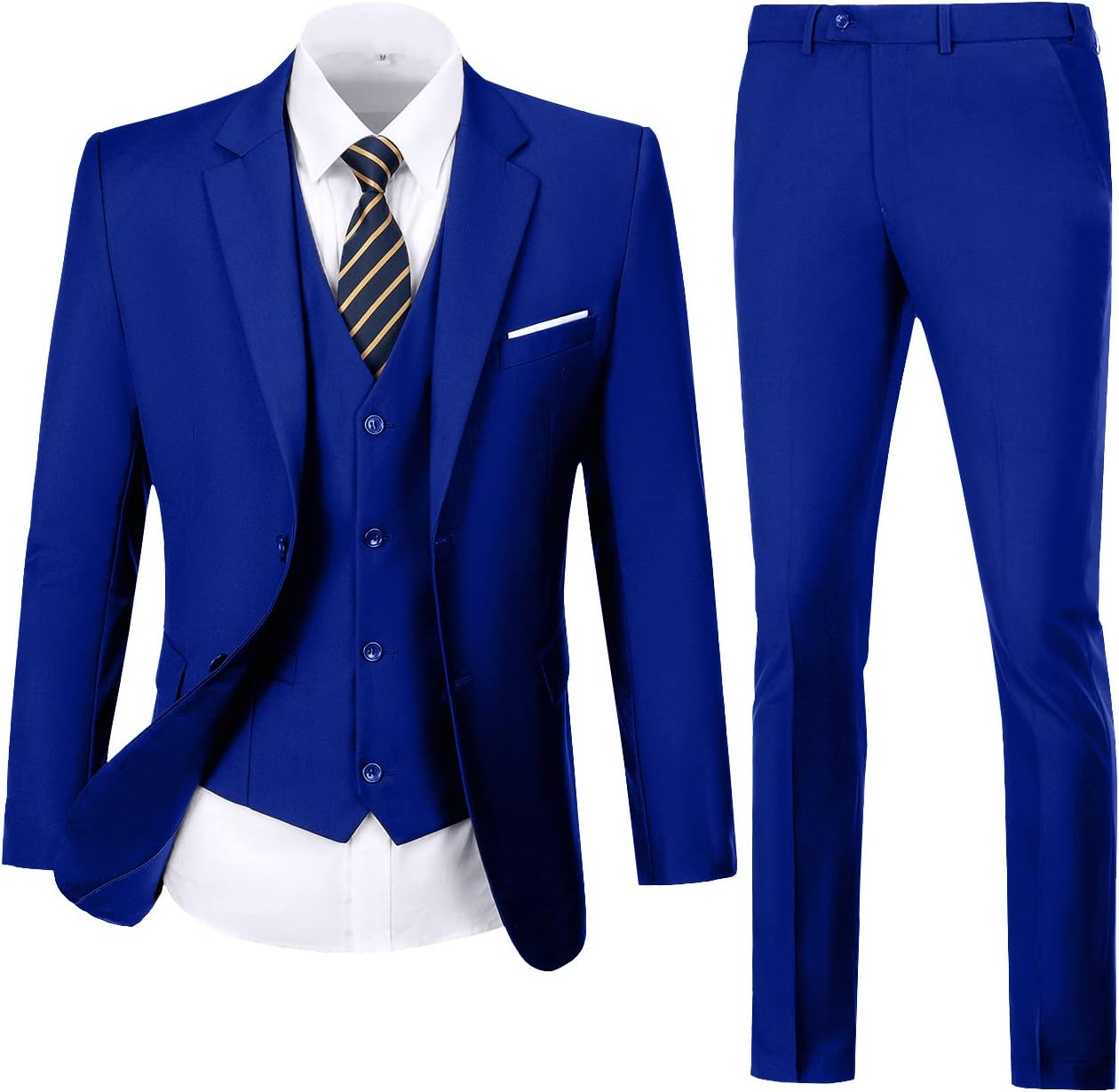 Mens Suit Solid Two Button Slim Fit 3 Piece Set for Weddings