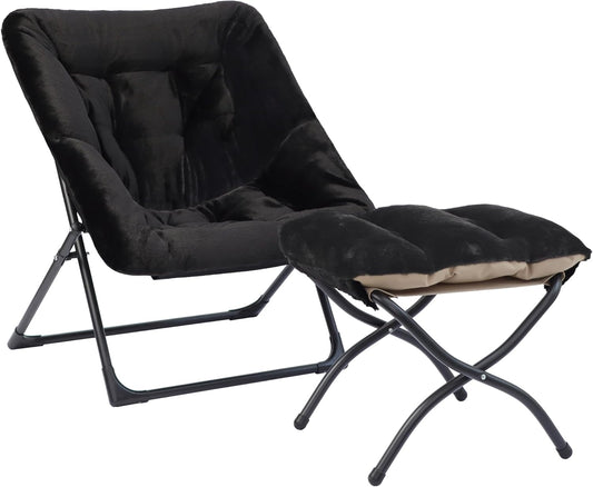 Comfy Saucer Chair for Adults with Ottoman - Cozy Lounge Seat