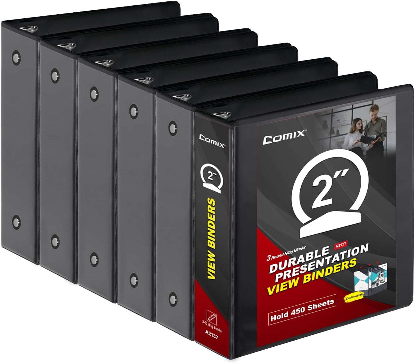 Comix Sturdy 2 inch Round Ring View Binder for Document Storage