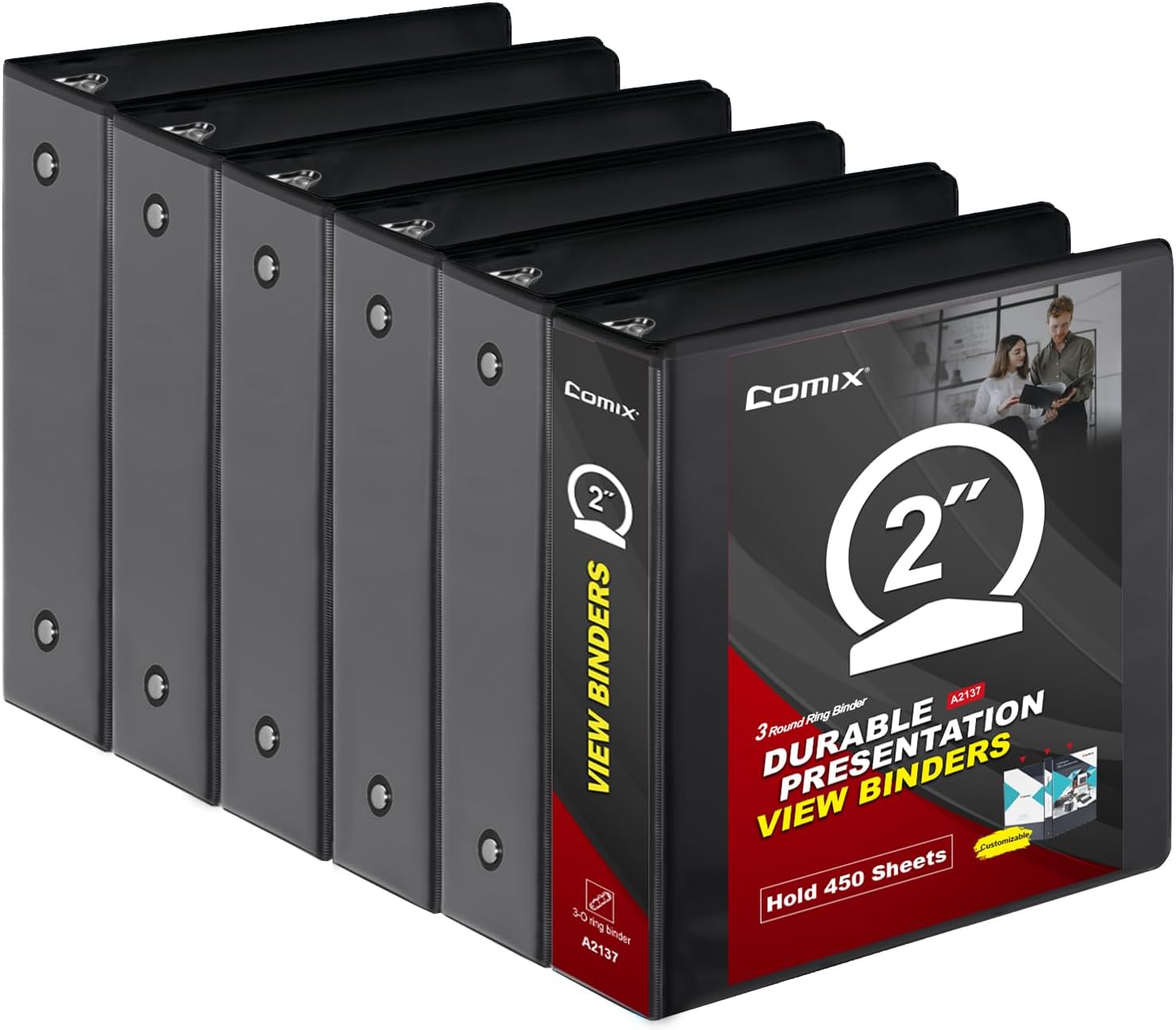 Comix Sturdy 2 inch Round Ring View Binder for Document Storage