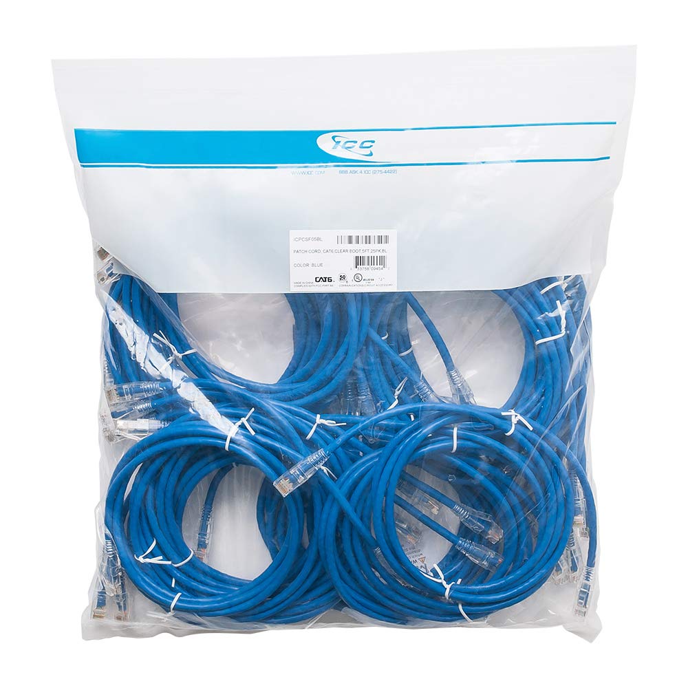 ICC CAT6 Ethernet Patch Cord with Clear Boot Strain Relief