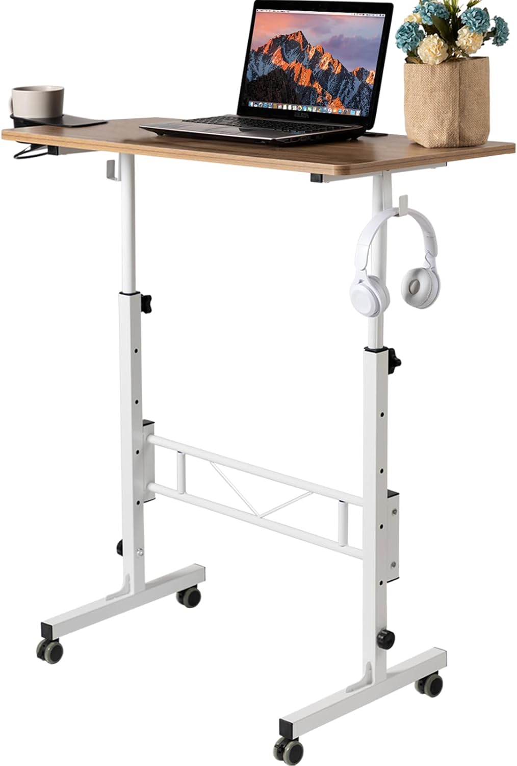 SIDUCAL Small Adjustable Height Standing Desk with Wheels