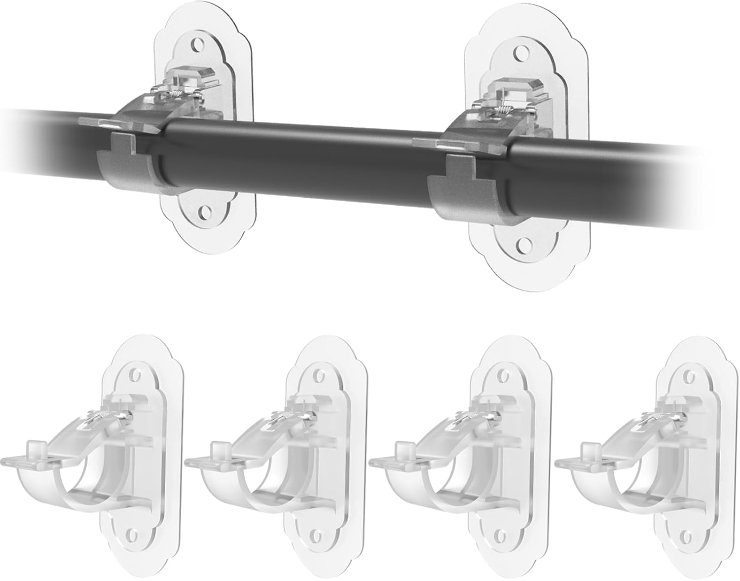 No-Drill Adhesive Curtain Rod Hooks Set