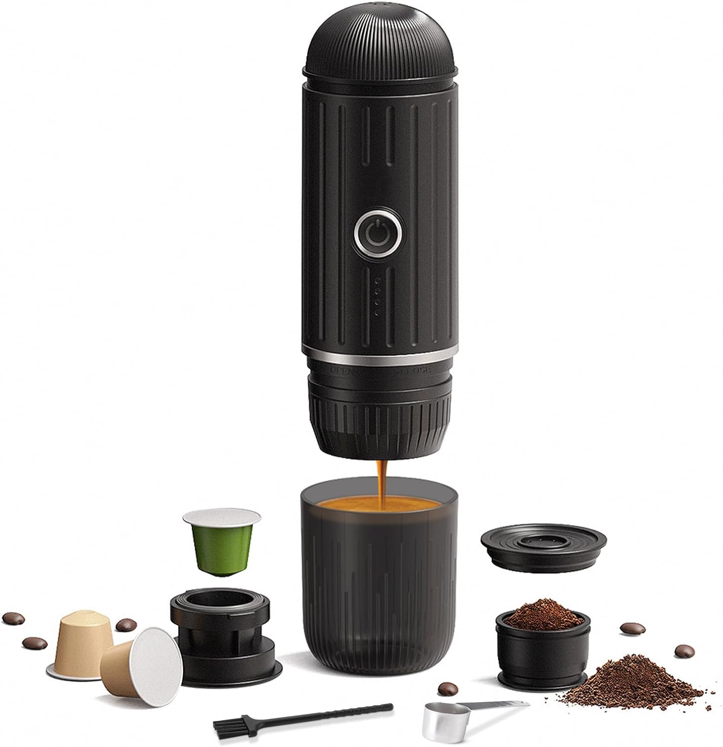 Self-Heating Espresso Maker: 19 Bar Pressure, Dual Coffee Compatibility