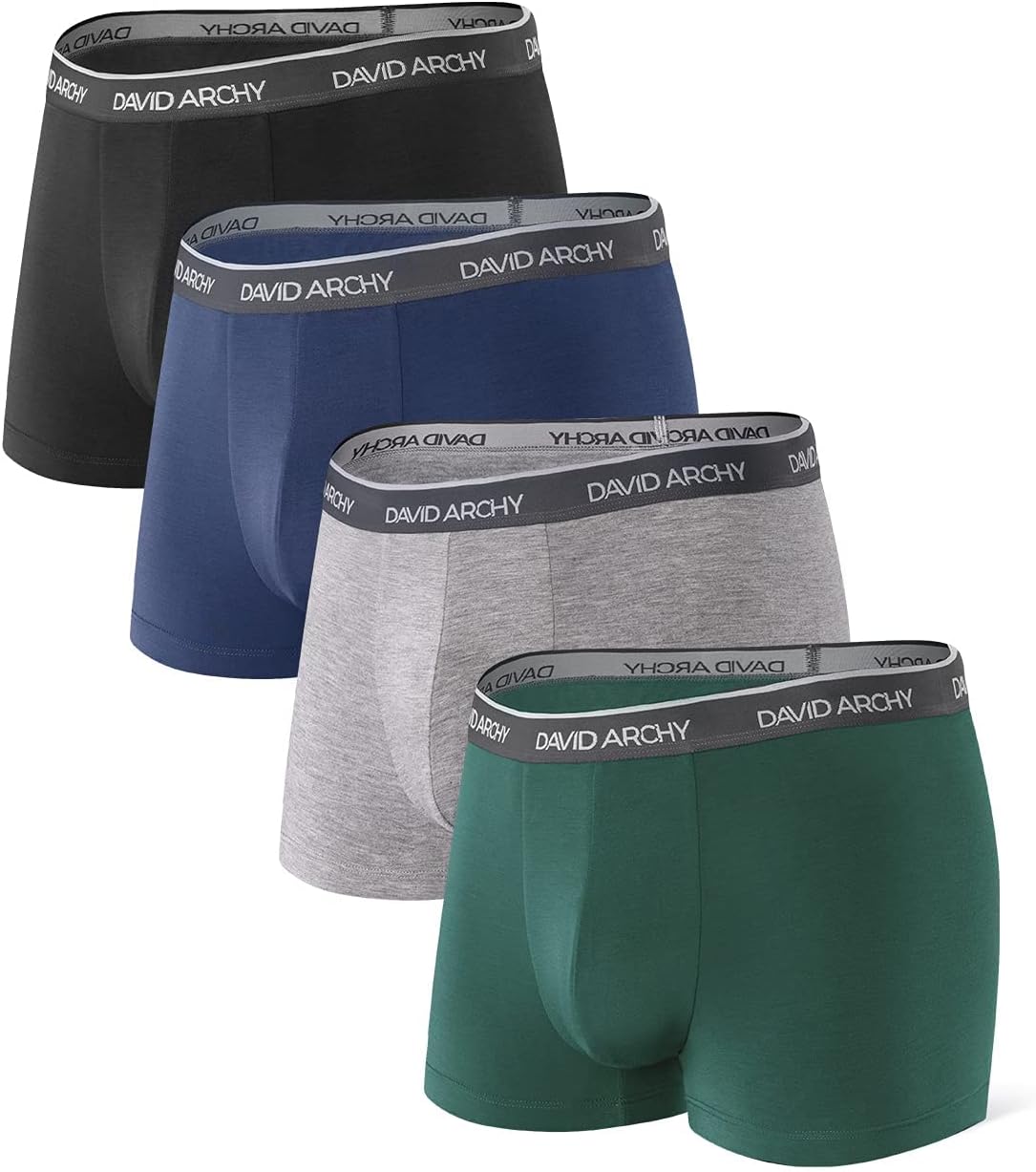 DAVID ARCHY Mens Trunks Underwear Soft Breathable Rayon Bamboo