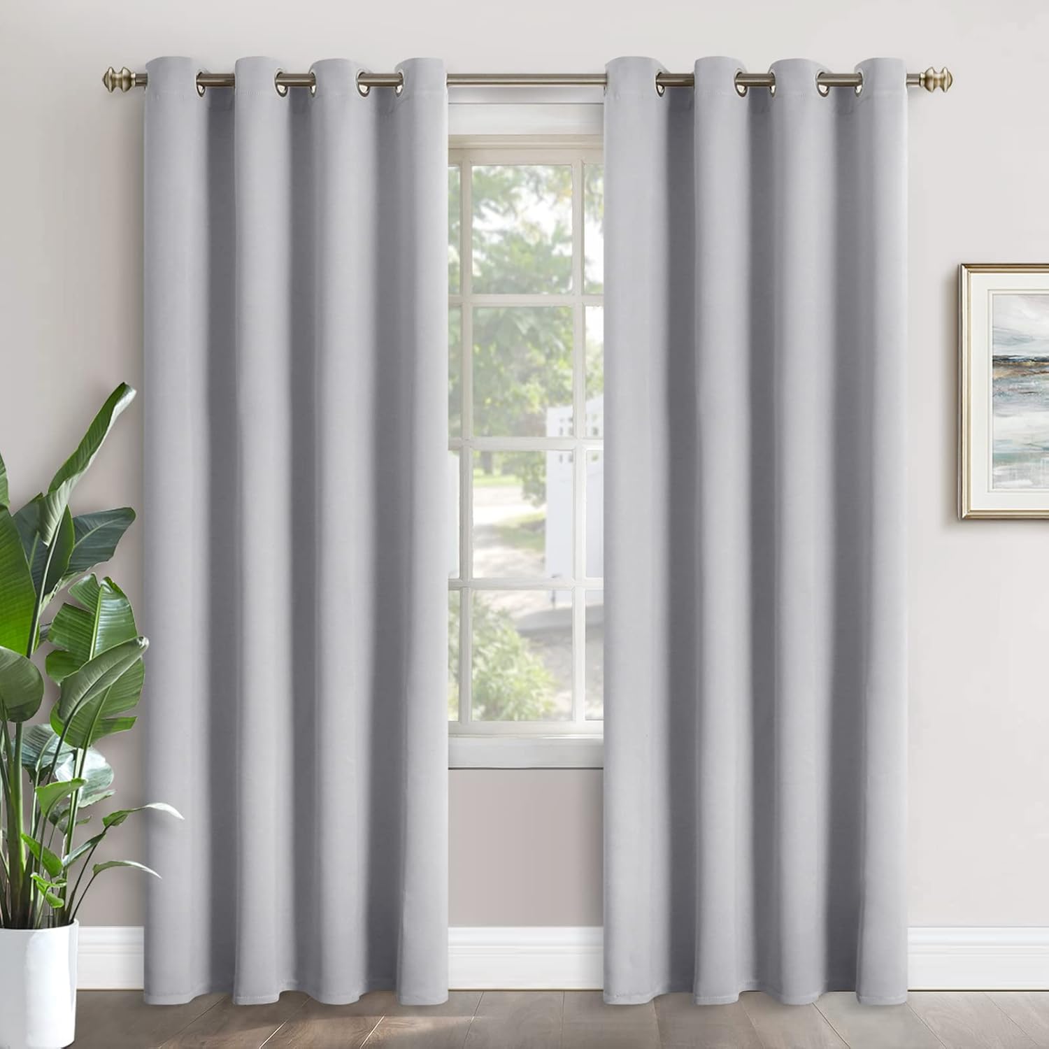 Light Grey Blackout Curtains for Living Room by YoungsTex