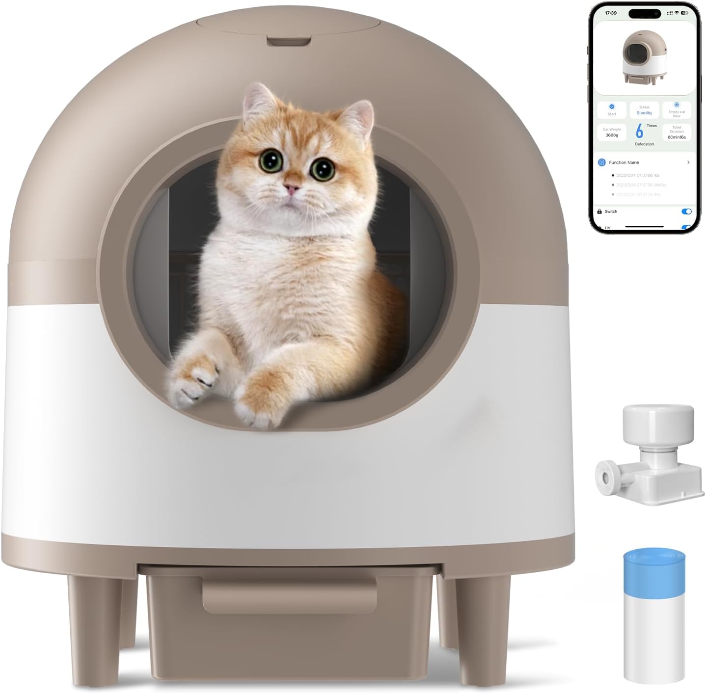 Electric Robot Automatic Cat Litter Box with APP Control