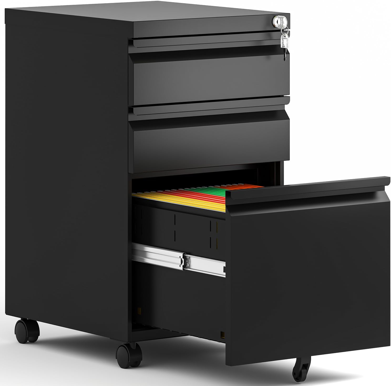 Secure & Stylish 3 Drawer Mobile File Cabinet