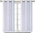 Greyish White Star Print Kids Room Curtains - Set of 2 Panels