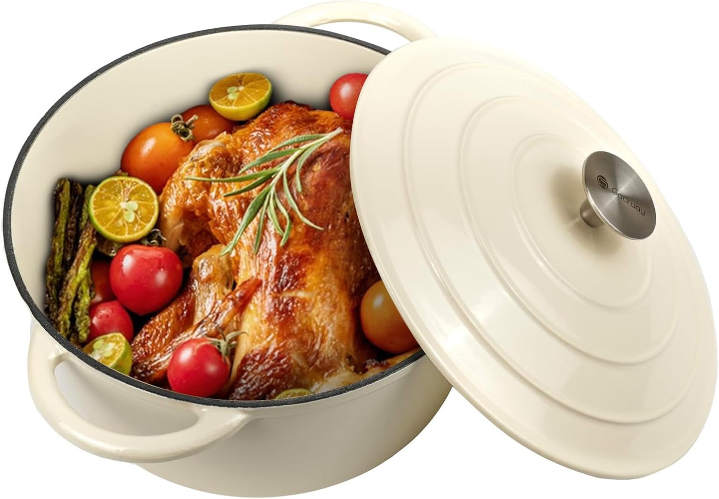 Gacuray 6Qt Enameled Cast Iron Dutch Oven for Flavorful Cooking