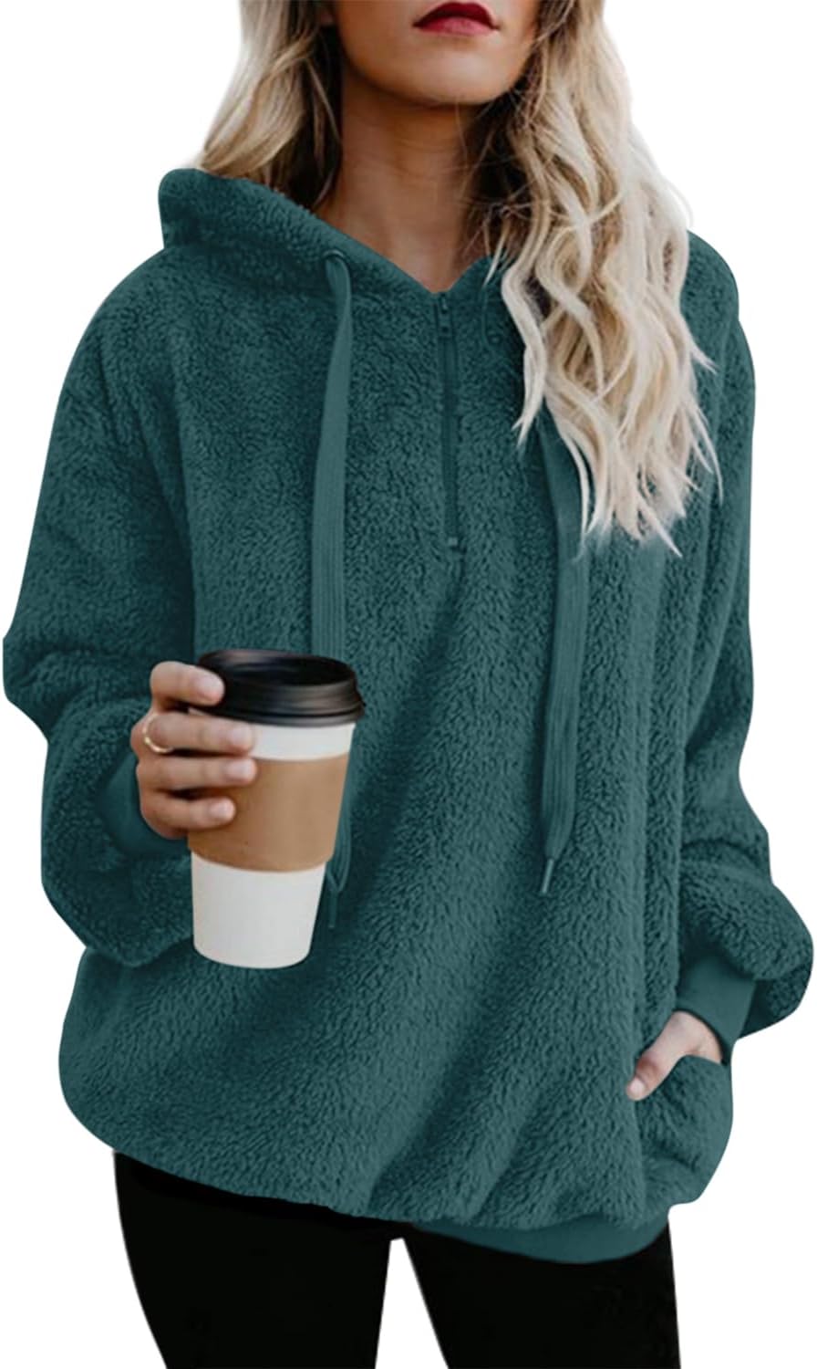 Oversized Sherpa Pullover Hoodie for Women - Cozy and Stylish