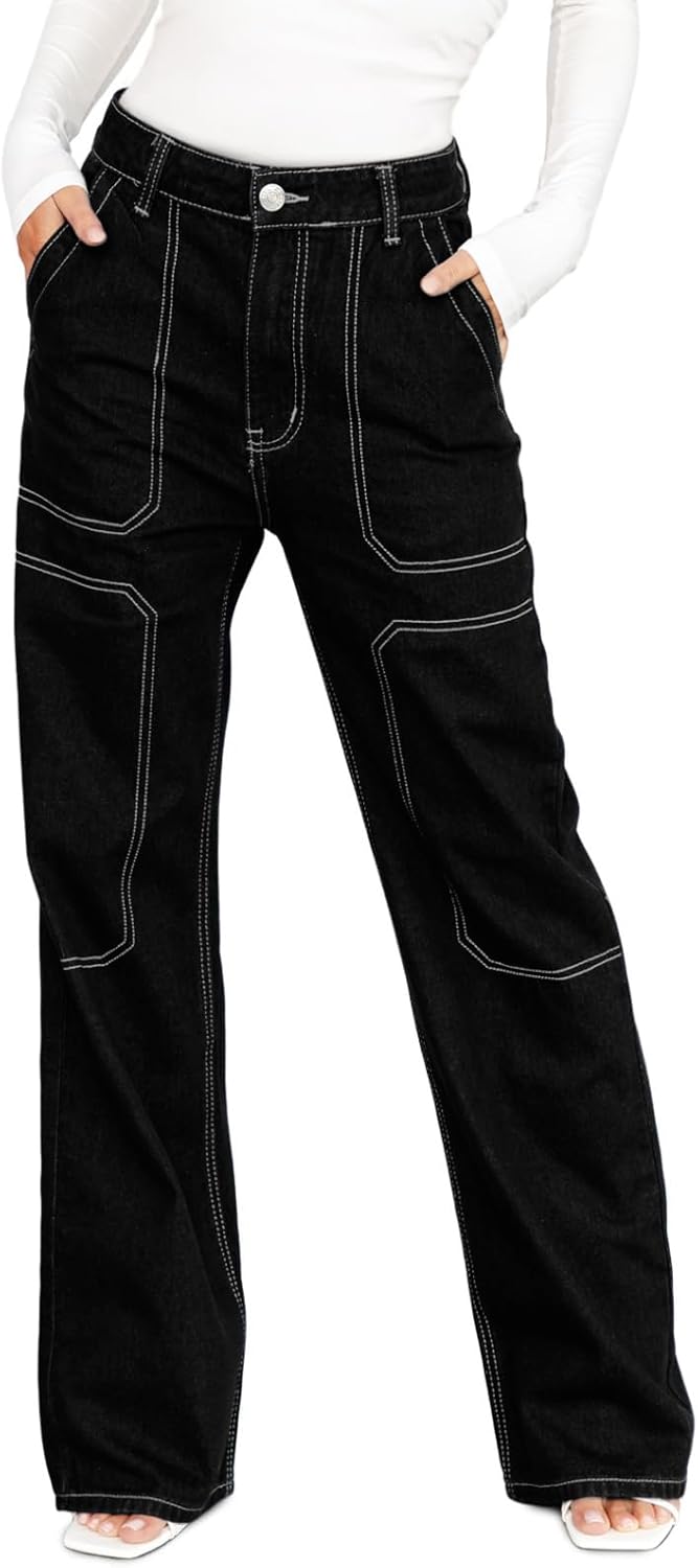 Dokotoo Women's Casual Mid Waist Cargo Jeans for Every Occasion