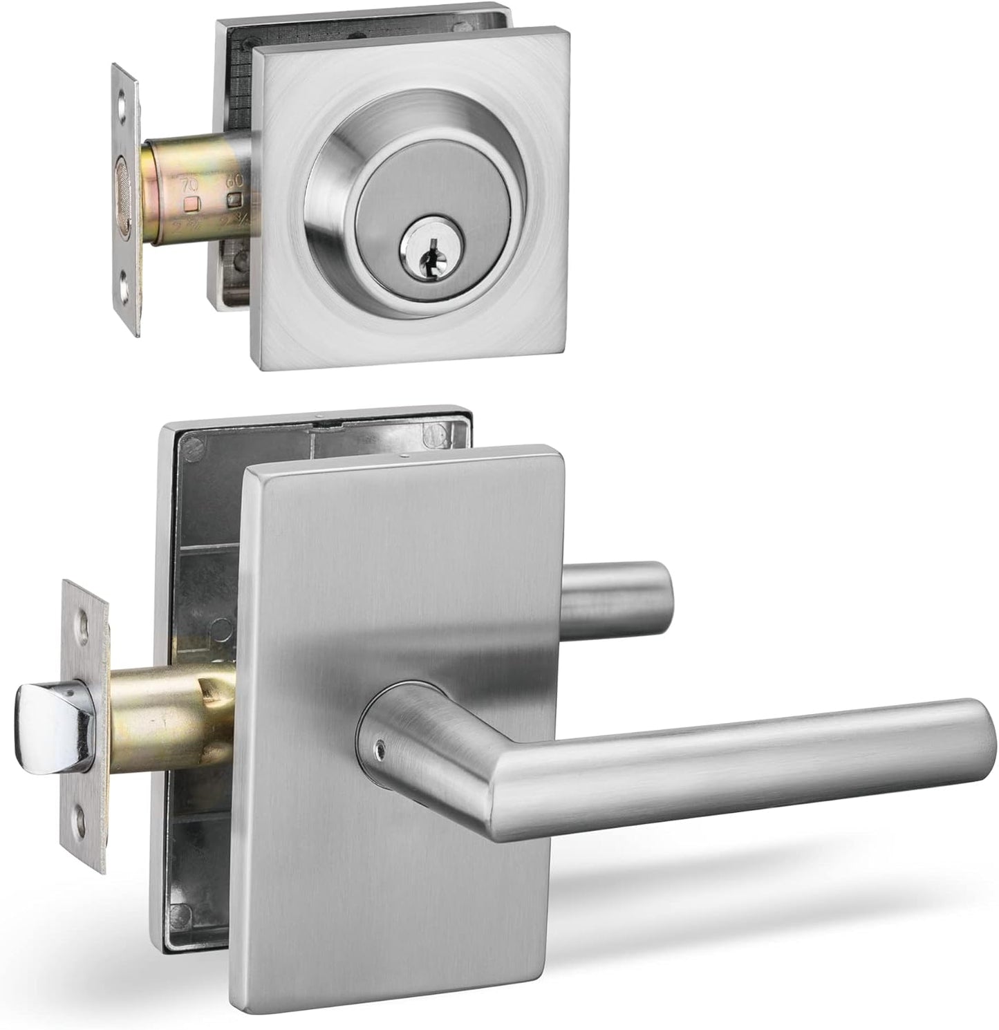 Berlin Modisch Passage Lever Door Handle and Deadbolt Lock Set